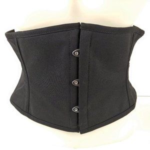 Orchard Corset Black Cotton Waspie Underbust Waist Cincher Corset Size 28"